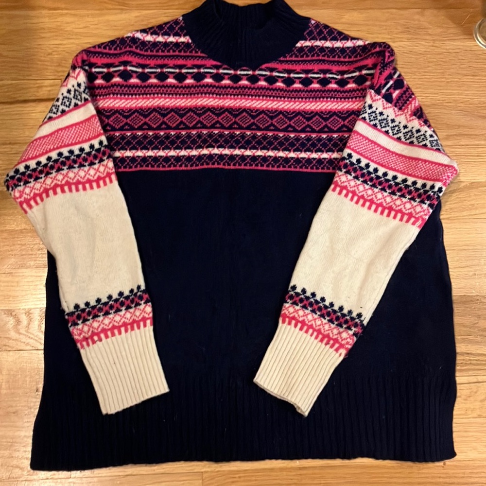 COPY - Gorgeous soft Woolovers  mock turtleneck lambswool patterned  sweater
